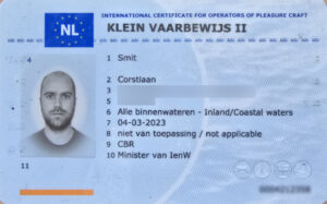Foto van Klein Vaarbewijs 2 afgegeven door het CBR aan Corstiaan Smit, afgegeven op 4-3-2023