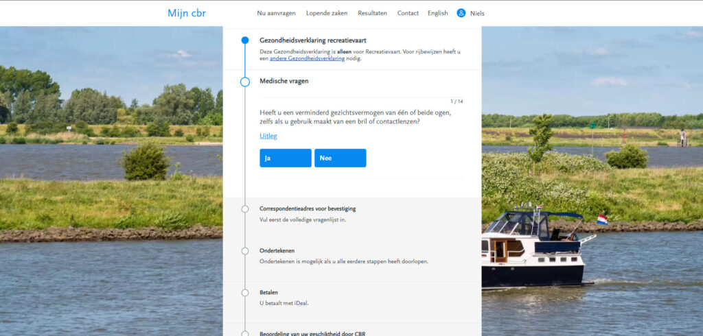 Gezondheidsverklaring recreatievaart aanvragen via het CBR